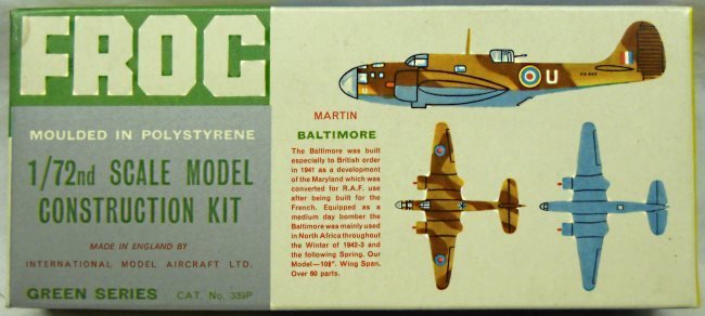 Frog 1/72 Martin Baltimore Bomber Green Series, 339P plastic model kit